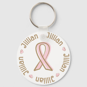 Chaveiro Nome cor-de-rosa Jillian do cancro da mama da fita