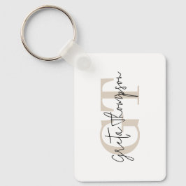 Chaveiro Nome da Assinatura Monograma Beige
