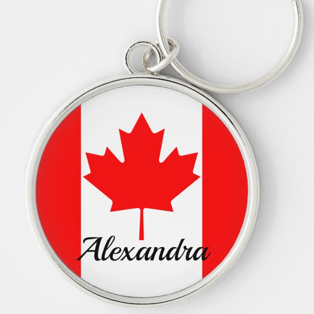 Chaveiro Nome da Bandeira do Canadá com Folha de Bordo Verm (Frente)