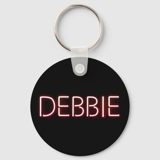 Chaveiro Nome da Debbie em luzes de neon brilhantes (Frente)
