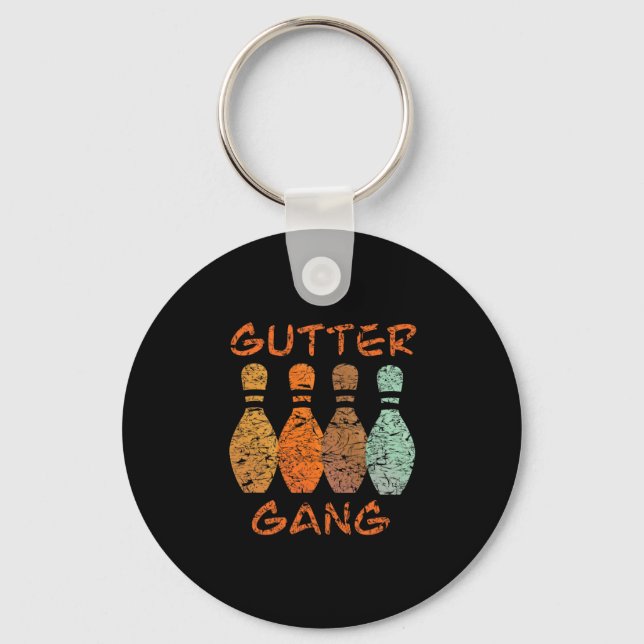 Chaveiro Nome da Equipe de Boliche Gutter Gang (Frente)