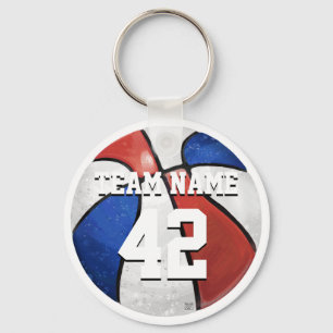 Chaveiro Nome da equipe e número Red White Blue Basball