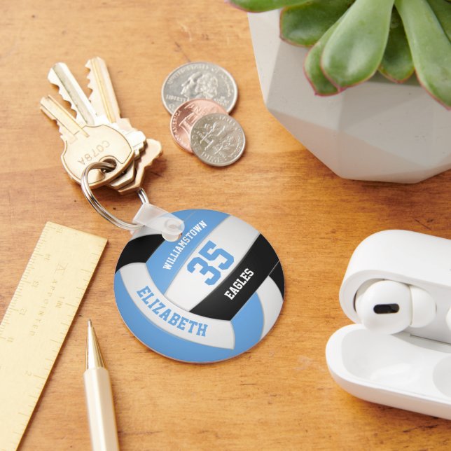 Chaveiro nome da equipe personalizada de preto azul voleibo (Mesa)