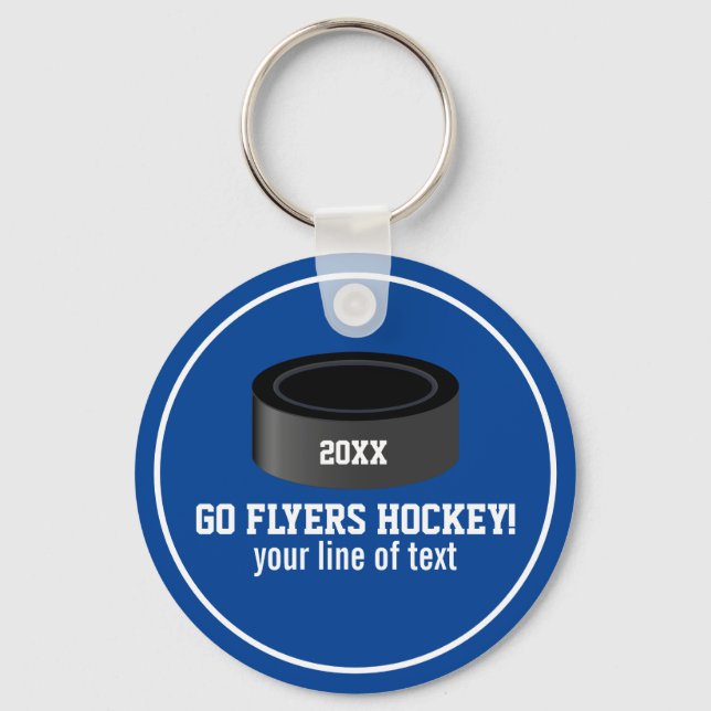Chaveiro Nome da Equipe Personalizada do Hockey Puck, Ano,  (Frente)