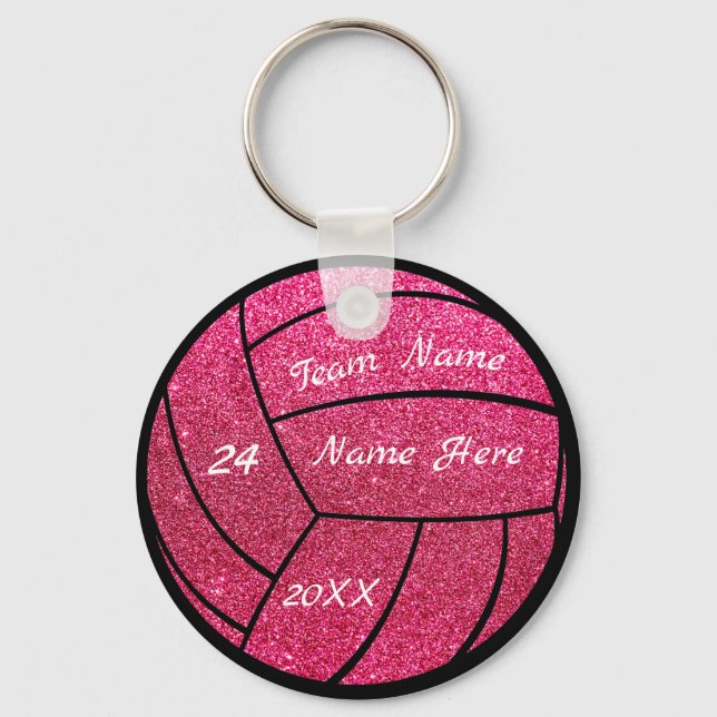 Chaveiro Nome da equipe personalizada Voleibol rosa-reluzen (Frente)