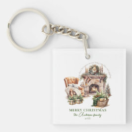 Chaveiro Nome da família personalizada Cozy Christmas