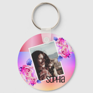 Chaveiro Nome da Foto: Rosas de Flores Rosa Floral Fluvial