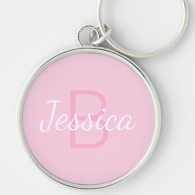 Chaveiro Nome da garota mestiça | Rosa e Branco (Frente)