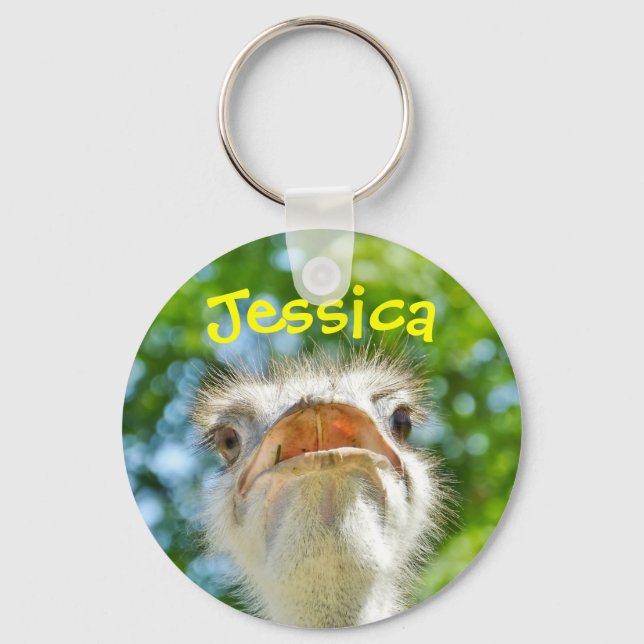 Chaveiro Nome da Menina de Ostrich Engraçado (Frente)