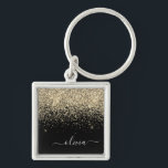 Chaveiro Nome da Rapariga do Monograma do Script Glitter Pr<br><div class="desc">Chaveiros com nomes de Monograma de Script Glitter Glitter Dourado e Preto (Cadeia-Chave). Isto faz o doce e perfeito aniversário de 16 anos,  casamento,  chá de panela,  aniversário,  chá de fraldas ou festa de solteira presente para alguém que ama luxo de luxo e estilos quíticos.</div>