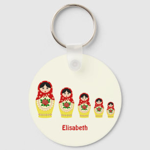 Chaveiro Nome das bonecas de nidificação de matryoshka da