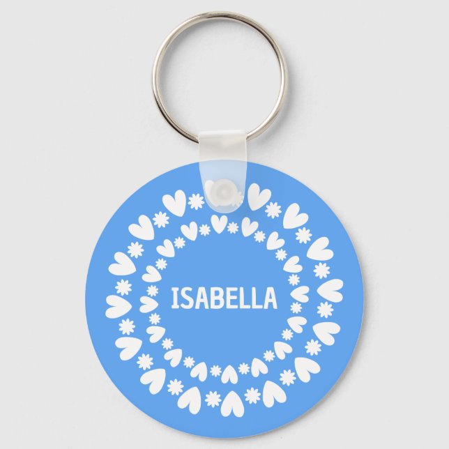 Chaveiro Nome Das Flores E Corações (Frente)