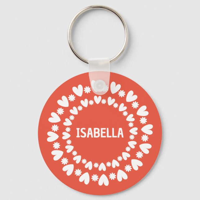 Chaveiro Nome Das Flores E Corações (Frente)