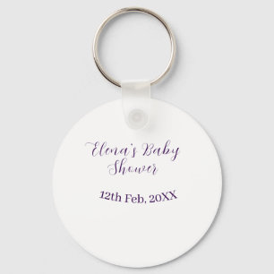 Chaveiro nome data do chá de bebê roxo elegante simples