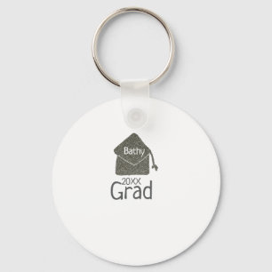 Chaveiro Nome de adição de boné de formatura de prata reluz