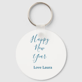 Chaveiro Nome de adição de feliz ano novo amor azul simples