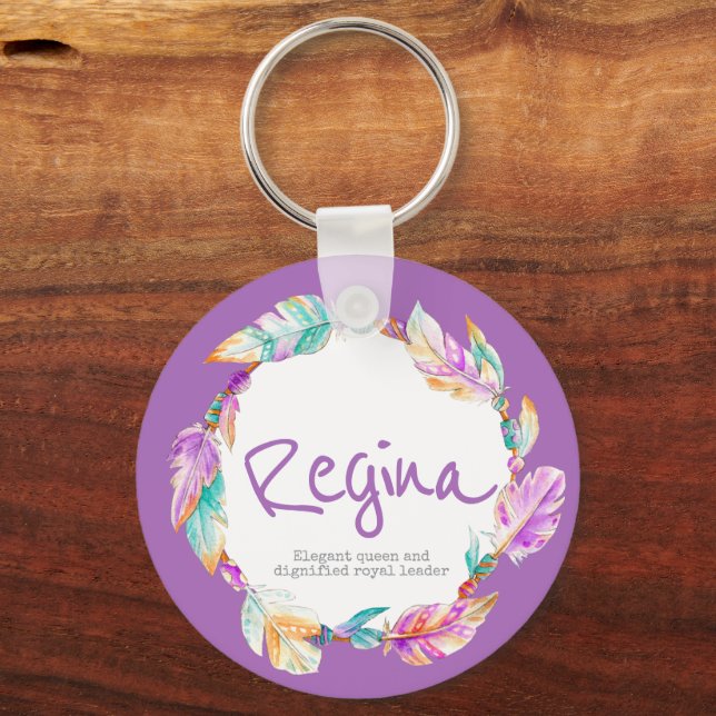 Chaveiro Nome de aquarela de pena significando aqua Regina (Frente)