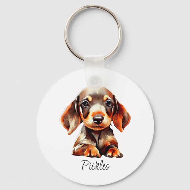 Chaveiro Nome de Cachorrinho Dachshund Pet Fofo (Frente)
