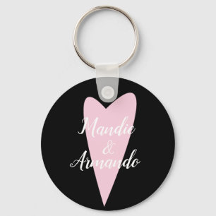 Chaveiro Nome de Casais Coração Rosa Fofo
