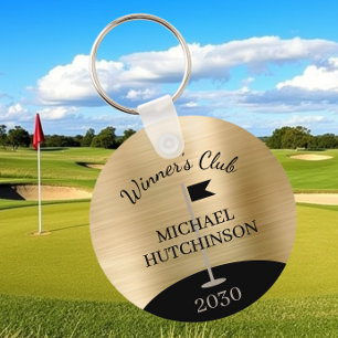 Chaveiro Nome de Clube de Golfe Personalizado Dourado