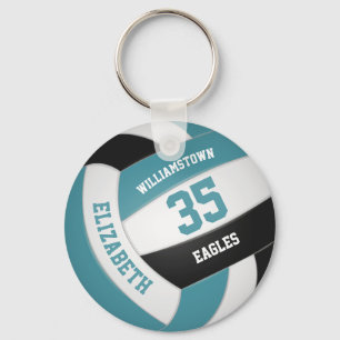 Chaveiro nome de equipe personalizada de preto teal voleibo