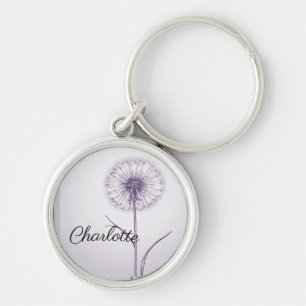 Chaveiro Nome de etiqueta lilac-dandelion personalizado