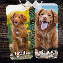 Chaveiro Nome de Foto Pet 2 Personalizado Cão Lover