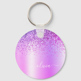 Chaveiro Nome de Monograma de Metal Brilho Glam Purple