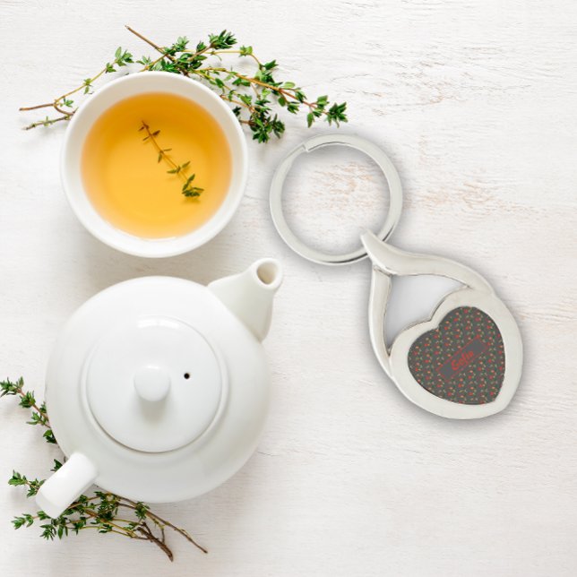 Chaveiro Nome de padrão de flores selvagens cinza (Criador carregado)