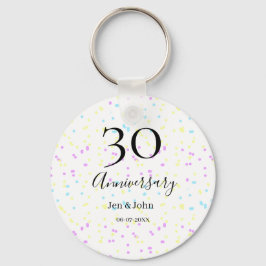 Chaveiro Nome do aniversário da 30 da bolinhas de  amarelo-