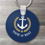 Chaveiro Nome do barco Ancorar Estilo Dourado Laurel Star M<br><div class="desc">Um Chaveiro personalizado com seu nome de barco, nome de família ou outro texto desejado, conforme necessário. Apresentando uma âncora náutica personalizada, folhas com riso de ouro e emblema de estrela em azul-marinho ou ajustando facilmente a cor primária para corresponder ao seu tema atual. Faz um excelente em qualquer ocasião....</div>