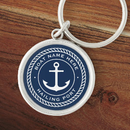 Chaveiro Nome do barco e borda da corda da âncora do porto 