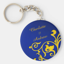 Chaveiro Nome do Casal Real Azul e Dourado