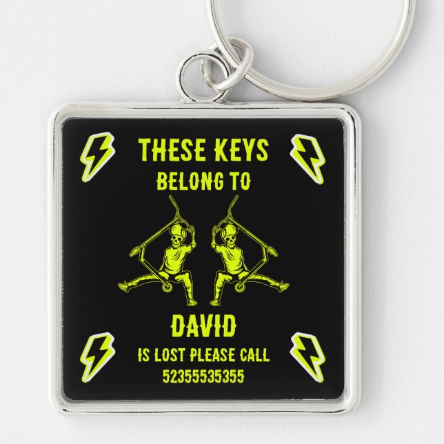 Chaveiro Nome do Cavaleiro do Patinete de Trick (Frente)