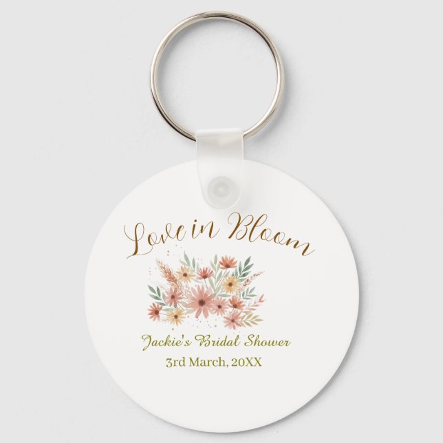 Chaveiro Nome do chá de noiva boho laranja amor em flor ret (Frente)