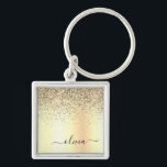 Chaveiro Nome do Glam do Monograma Dourado Glitter Metal<br><div class="desc">Chaveiros com nomes De Monograma Metálicos De Folha De Folha Dourada (Faux) Com Brilho De Brilho Metálico (Cadeia-Chave). Isto faz o doce e perfeito aniversário de 16 anos, casamento, chá de panela, aniversário, chá de fraldas ou festa de solteira presente para alguém que ama luxo de luxo e estilos quíticos....</div>