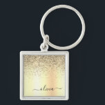 Chaveiro Nome do Glam do Monograma Dourado Glitter Metal<br><div class="desc">Chaveiros com nomes De Monograma Metálicos De Folha De Folha Dourada (Faux) Com Brilho De Brilho Metálico (Cadeia-Chave). Isto faz o doce e perfeito aniversário de 16 anos, casamento, chá de panela, aniversário, chá de fraldas ou festa de solteira presente para alguém que ama luxo de luxo e estilos quíticos....</div>