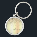 Chaveiro Nome do Glam do Monograma Dourado Glitter Metal<br><div class="desc">Chaveiros com nomes De Monograma Metálicos De Folha De Folha Dourada (Faux) Com Brilho De Brilho Metálico (Cadeia-Chave). Isto faz o doce e perfeito aniversário de 16 anos, casamento, chá de panela, aniversário, chá de fraldas ou festa de solteira presente para alguém que ama luxo de luxo e estilos quíticos....</div>
