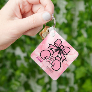 Chaveiro Nome do Guerreiro do Cancer Mama Marmoreado Rosa M