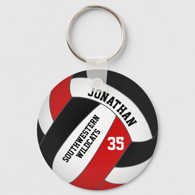 Chaveiro nome do jogador negro de voleibol vermelho e da eq (Frente)