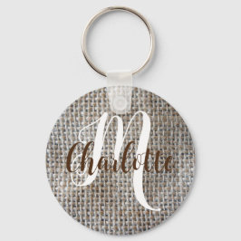 Chaveiro Nome do Monograma da Linen Design do Cinza Minimal