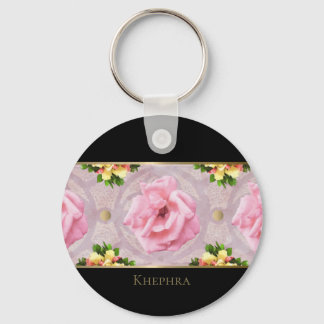 Chaveiro Nome do Monograma de Cor Floral Rosa