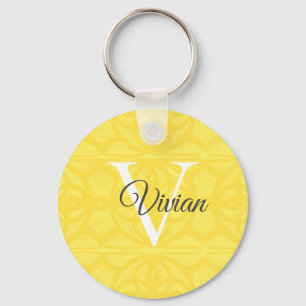 Chaveiro Nome do Monograma do Batik Amarelo Iluminante