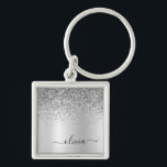 Chaveiro Nome do Monograma do Glam Metal Glitter de Prata<br><div class="desc">Chaveiros com nomes De Monograma (Cadeia-Chave) De Folha De Silver Faux Folhas Metálicas Sparkle Glitter Brugado Metal Monograma (Cadeia-Chave). Isto faz o doce e perfeito aniversário de 16 anos, casamento, chá de panela, aniversário, chá de fraldas ou festa de solteira presente para alguém que ama luxo de luxo e estilos...</div>