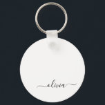 Chaveiro Nome do Monograma Girly de Script Moderno Branco N<br><div class="desc">Chaveiros com nomes de Monograma Simples de Script Preto e Branco (Cadeia-Chave). Isto faz o doce e perfeito aniversário de 16 anos,  casamento,  chá de panela,  aniversário,  chá de fraldas ou festa de solteira presente para alguém que ama luxo de luxo e estilos quíticos.</div>