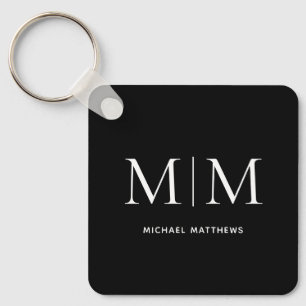 Chaveiro Nome do Monograma Personalizado Masculino Negro El