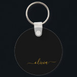 Chaveiro Nome do Monograma Rapariga de Script Moderno Doura<br><div class="desc">Chaveiros com nomes de Monograma Simples Pretos e Dourados (Cadeia de Chave). Isto faz o doce e perfeito aniversário de 16 anos,  casamento,  chá de panela,  aniversário,  chá de fraldas ou festa de solteira presente para alguém que ama luxo de luxo e estilos quíticos.</div>