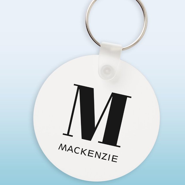 Chaveiro Nome do Monograma Simples (Modern monogram personalized name keyring)
