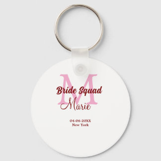Chaveiro Nome do pelotão de noiva: monograma bridesmaid dat