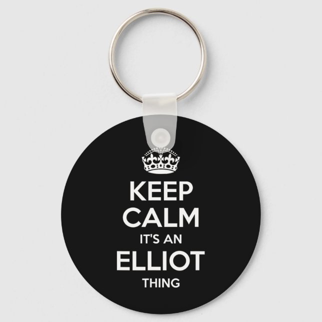 Chaveiro Nome do Presente Elliot Mantenha Calma Piada Perso (Frente)